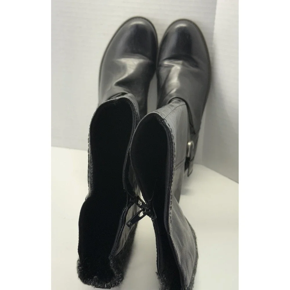 Baretraps Carrie Women's Sz‎ 7M Wide Calf Black Faux Leather Knee-High Boots